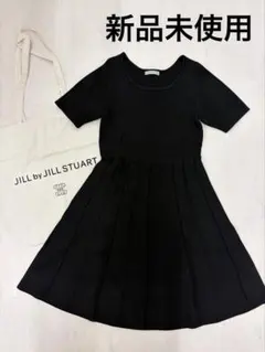 ジルスチュアート　新品未使用　ニット　半袖　ワンピース　黒　トートバッグつき