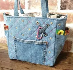 ❤キラキラ❤デコ❤️デニムリメイク トートバッグ ハンドメイド