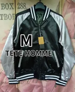 TETE HOMME メンズ　スカジャン Mサイズ　リバーシブル　黒×チャコール