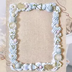 グレージュホイップデコカードケース 水色 ニュアンスカラー