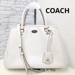 美品】COACH レザー 2WAY ハンドバッグ リボン 白 ストラップ付 - メルカリ