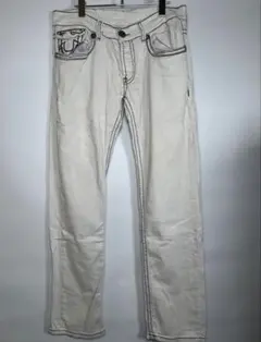 TRUE RELIGION デニムパンツ ホワイト 黒ステッチflexwitmeのサムネイル