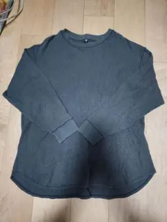 ユニクロ UNIQLO ワッフルクルーネックT 長袖 ダークグレー 3XL