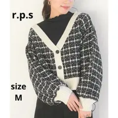 r.p.s　ツイードルックショート丈ニットカーディガン　М　ブラック