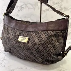 russet ラシット 総柄ナイロン×本革 レザー ショルダーバッグ こげ茶のサムネイル