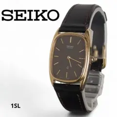 【稼働品・電池交換済】セイコー シャリオ レクタンギュラー 金ベゼル