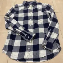 UNIQLO ユニクロ　ネイビー・ホワイトチェック 長袖シャツ M