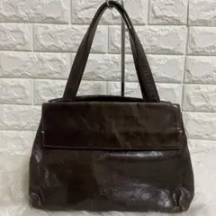genten　ゲンテン　ダークブラウン　本革レザー　ハンドバックのサムネイル