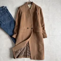 レサージュ ウールカシミヤ混ロングチェスターコート キャメル 1 イタリア生地