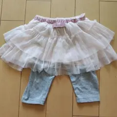 組曲 スカート付きレギンス ピンク/グレー 80～90cm