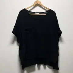 chocol raffine robe Vネック ワイドシルエット Tシャツ 黒のサムネイル