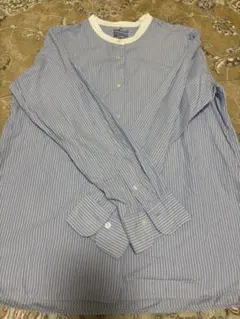 美品★無印良品 洗いざらしブロードスタンドカラーシャツ長袖　綿100%