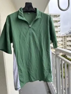 オールドユニクロ未使用品初代ドライジッパーポロシャツ Mサイズグリーンカラー