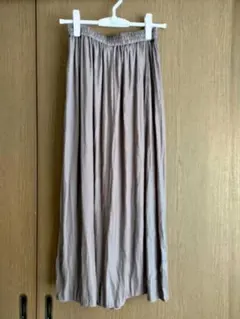 ikka　スカーチョ 　S　ロングスカート見えワイドパンツ 　グレージュ
