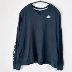ナイキ ロングTシャツ Vネック 長袖 JUSTDOIT L 黒 綿 街着