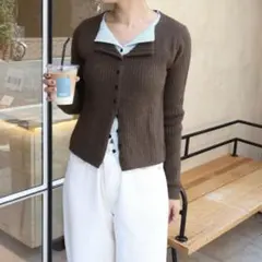 【新品未使用】 titivate レイヤード風リブニットトップス