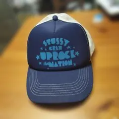 Stussy ネイビー グラフィックメッシュキャップ２０００年代