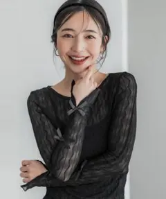 coca リボンシアーメッシュトップス