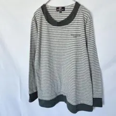 MICHIKO LONDON ボーダーカットソー LL グレー ロンT ゆったりのサムネイル