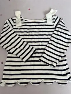 Pettitmain ストライプ リボン付き長袖カットソー 120