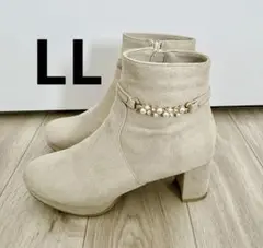 【美品】ハニーズ　ベージュ スエード パール装飾 ブーティ　ショートブーツ　LL