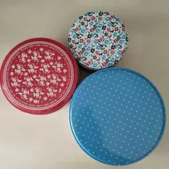 値下げしました　AfternoonTea　缶　3つセット　丸　お花柄　水玉