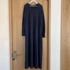ネストローブ　リネン100% ニットワンピース　ネイビー
