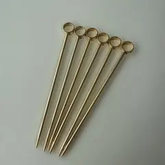 新品未使用◇ オードブルピン丸穴6本セット 8㎝ ゴールド(ピック)