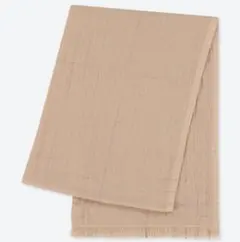 UNIQLO　ユニクロ　コットンリネンストール（チェック）　ナチュラル