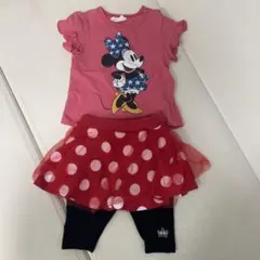 ミニーコーデ　Tシャツと水玉スカートレギンスセット　80cm