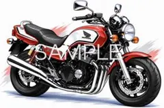 ホンダ CB750 デフォルメ アート 絵 バイク A4 変更可