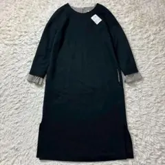 【新品タグ付き】trois ワンピース　ブラック×裏地ストライプ