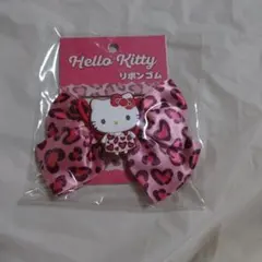 Hello Kitty リボンゴム ピンク ヒョウ柄
