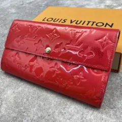 【微美品】ルイヴィトン　長財布　ヴェルニ　赤　レッド　レザー　インターナショナル