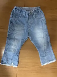 BREEZE キッズ デニムパンツ 裾フリンジ ライトブルーのサムネイル