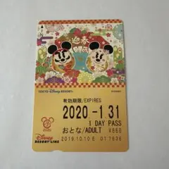 【希少・使用済】リゾラ フリーきっぷ 2020 正月 子年 だるま ミッキー