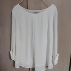 ホワイト 長袖シフォンブラウス　Mサイズ