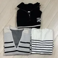 レディース ストライプニットセーターセット