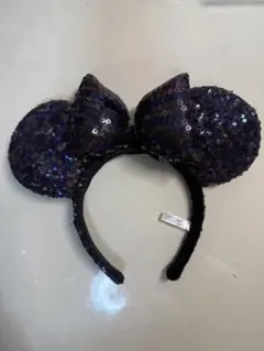 ミッキー耳カチューシャ 黒と紫 スパンコール