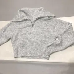 GU グレー ジップアップセーター ニット　ミニ丈　トップス　冬