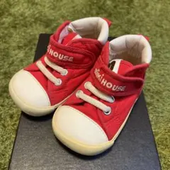 ミキハウス 赤 ハイカットシューズ 13㎝（名前表記あり）
