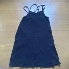 リブ ノースリーブワンピース ブラック