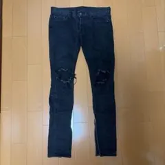 mnml 29 ダメージデニムパンツ ブラック 裾ジップのサムネイル