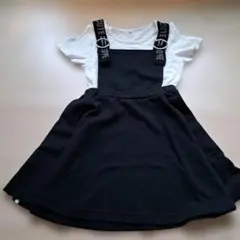 最終値下げ　着用1回　キッズ サロペット ワンピース 130cm 黒白
