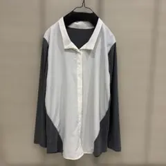 アンティカ　異素材　ドッキングシャツ