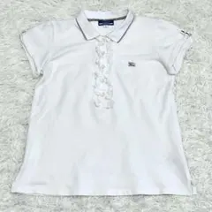 バーバリーブルーレーベル ポロシャツ 胸元フリル ホワイト 38 ノバチェック