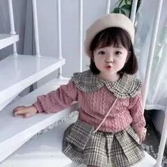 子供ワンピース 2点セット 可愛いニット スカート 発表会 入園式 卒業式