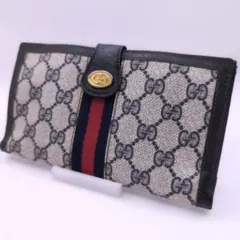 GUCCI　オールドグッチ　シェリーライン　GG柄　PVC　レザー　三つ折り財布