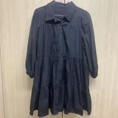 GRL黒 シャツワンピース 長袖 ティアードデザイン