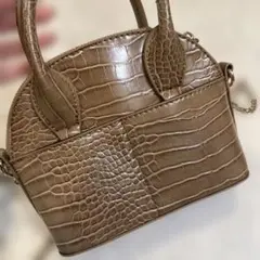 ブラウン クロコダイル風 ショルダーバッグ